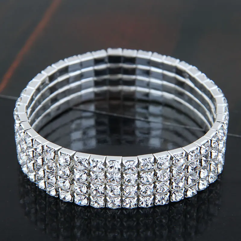 8 Styles Fashion Women Bracelet Crystal Rhinestone Stretch Bracelet Bangle Elastic Party Wedding Bridal Jewelry