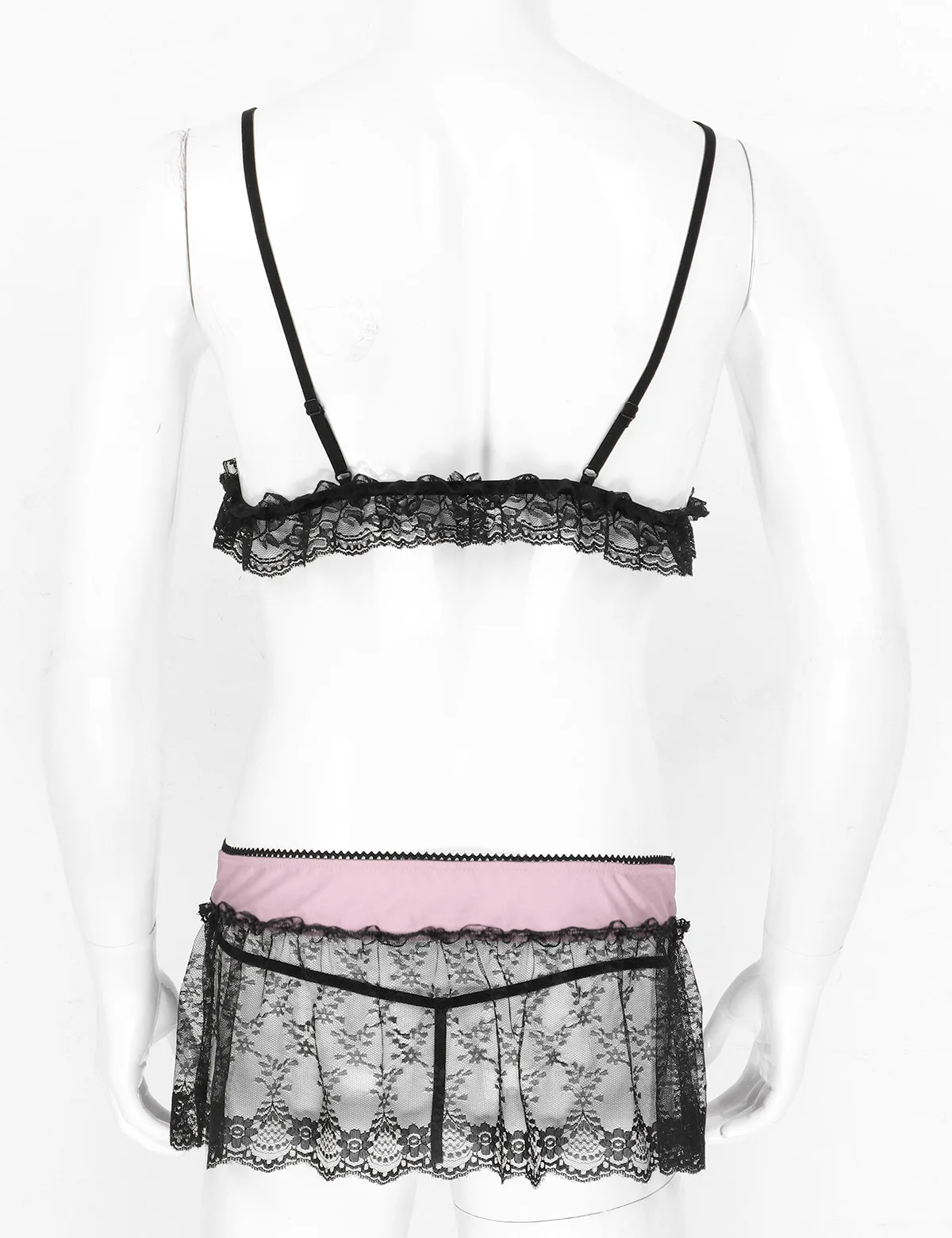 Men's Sheer Floral Lace Sissy Underwear Bras with Panties Nightwear Sleepwear Pajamas Lingerie Set Crossdressing Cosplay Costume - Image 5