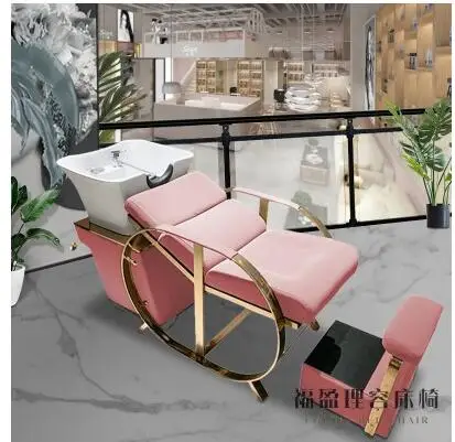 Barber shop flushing bed hairdressing shampoo bed hair salon shampoo bed semi-lying high-end factory outlet