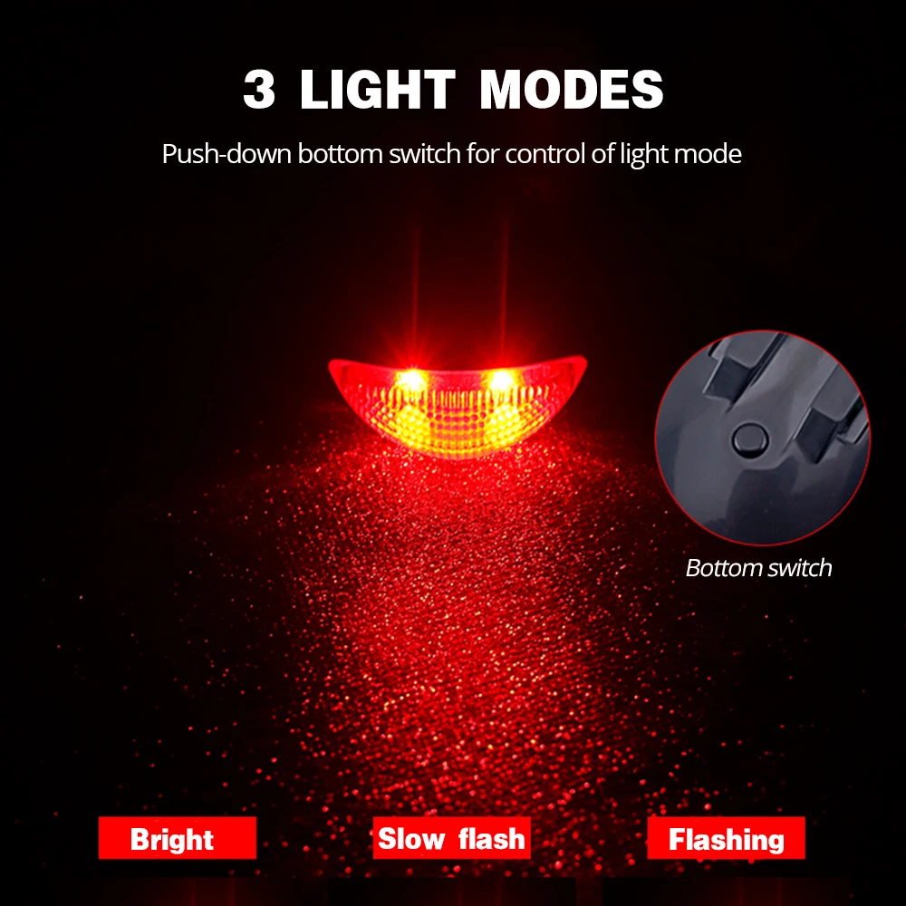 2 LED Red Bike Solar Energy Light 3 Modes Seatpost Lamp Rechargeable Bicycle Tail Rear Light Bicycle Accessories FlashLight