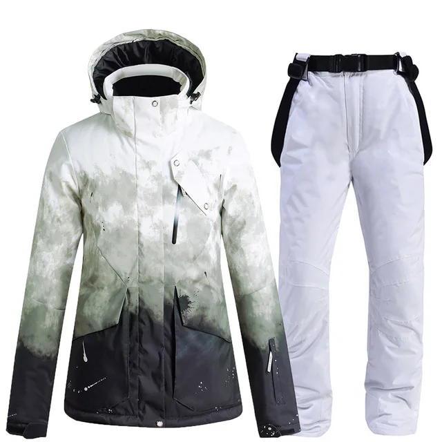 Winter Ski Jacket Pant Women Skiing Suit Windproof Waterproof Men Snowboard Clothing Trouser Super Warm for Mountain Riding Suit