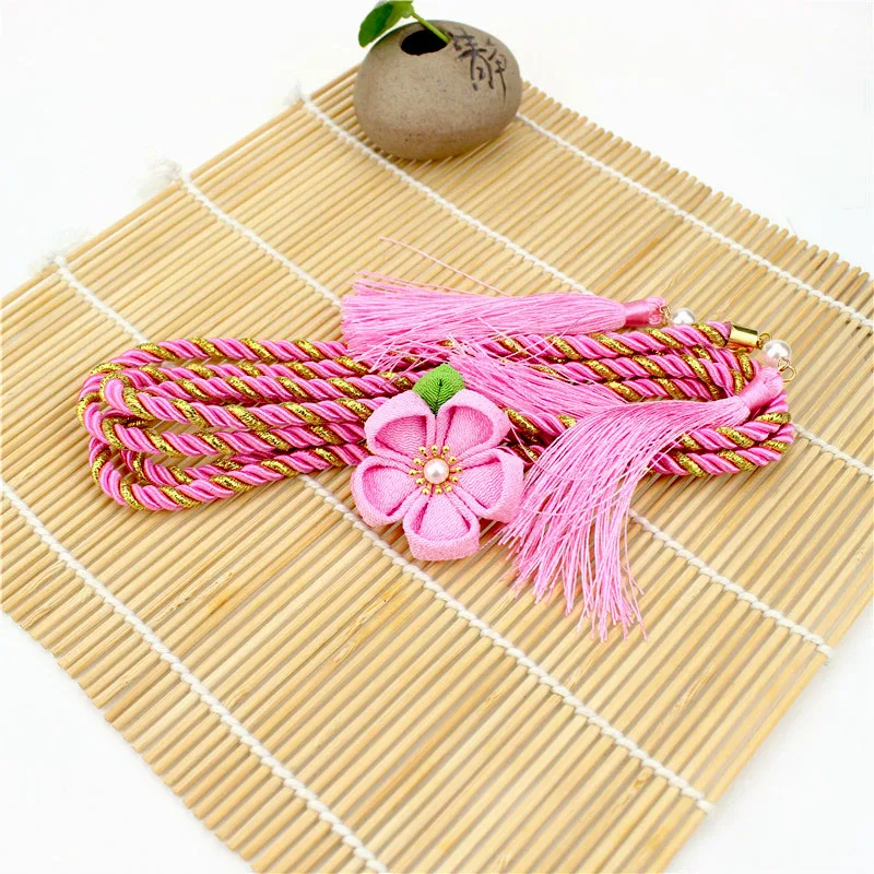 Obi Obijime Cord Japanese Style Kimono Yukata Sash Red Pink White Tassel Belt Classic Formal Ceremony Traditional Vintage