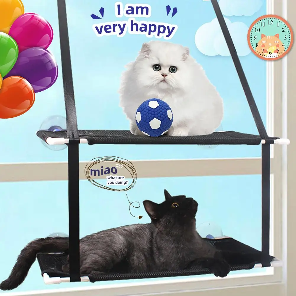 20kg Two Layers Pet Cats Basking Window Mounted Suction Cup Hanging Hammock small Cat Bed Pet