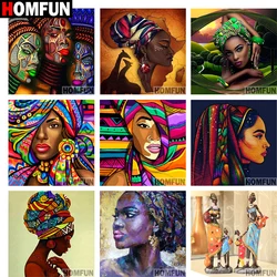 HOMFUN pełne kwadratowe/okrągłe wiertło 5D obraz diamentowy DIY „African woman” 3D haft Cross Stitch 5D Home Decor prezent