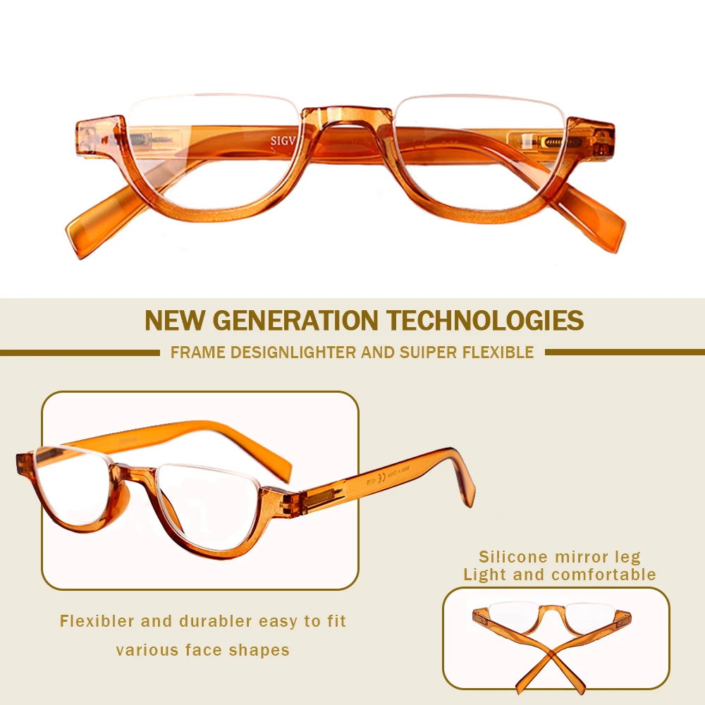 TUREZING Óculos de Leitura para Mulheres Moda Half-Frame Clear Lens Alta Qualidade Anti-Blue Light Anti-Fadiga Prescrição Eyewear