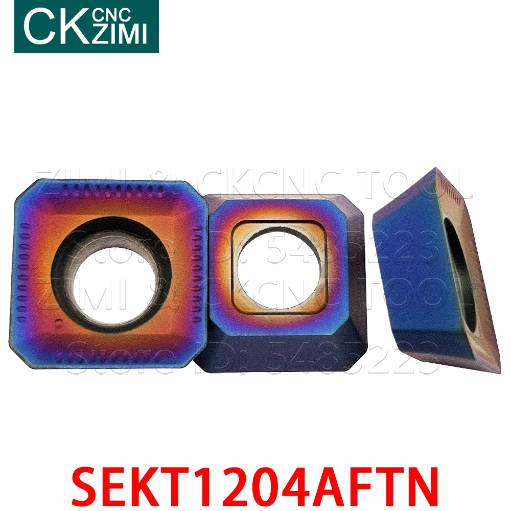 Твердосплавная фрезерная вставка SEKT1204AFTN SEKT 1204, плоский фрезерный инструмент с ЧПУ, индексируемый Торцевой фрезерный инструмент для стали, нержавеющей стали