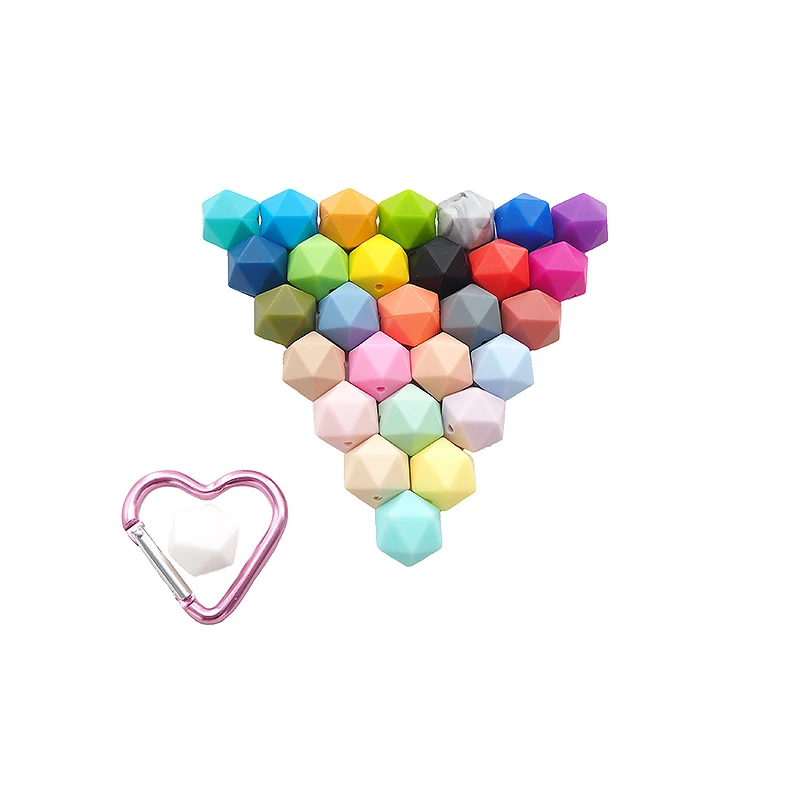 Chenkai 100pcs 17mm Silicone Icosahedron Teether Beads Baby Geometric Bead For DIY Baby Teether Necklace or bracelet Accessories