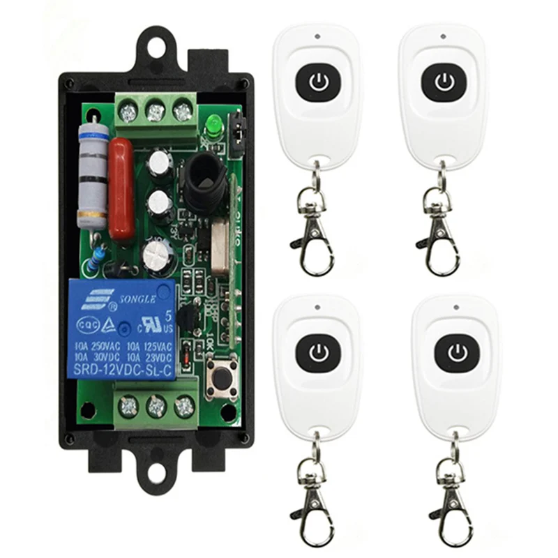 AC 220 V 1CH 1 CH Wireless RF Remote Control Light Switch 10A Relay Output Radio Receiver Module+one-button Transmitter