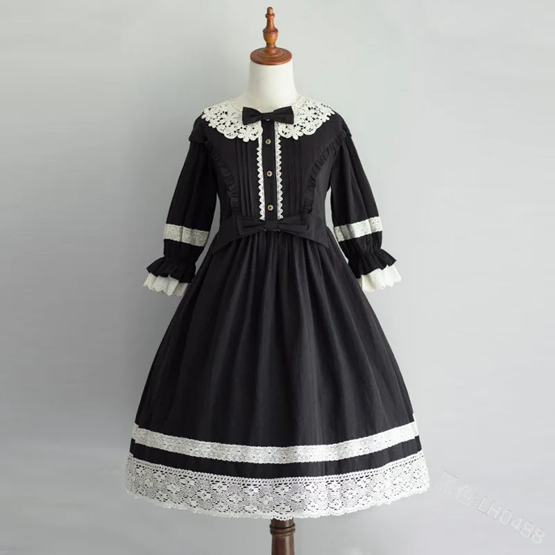 vintage lace bowknot o-neck high waist victorian dress kawaii girl gothic lolita op Gothic palace princess sweet lolita dress