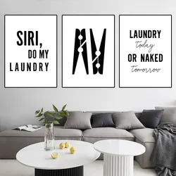 Do My Laundry Bathroom Decoration Quote Art Posters and Prints Laundry Room Wall Picture Clothespin Canvas Painting Home Decor