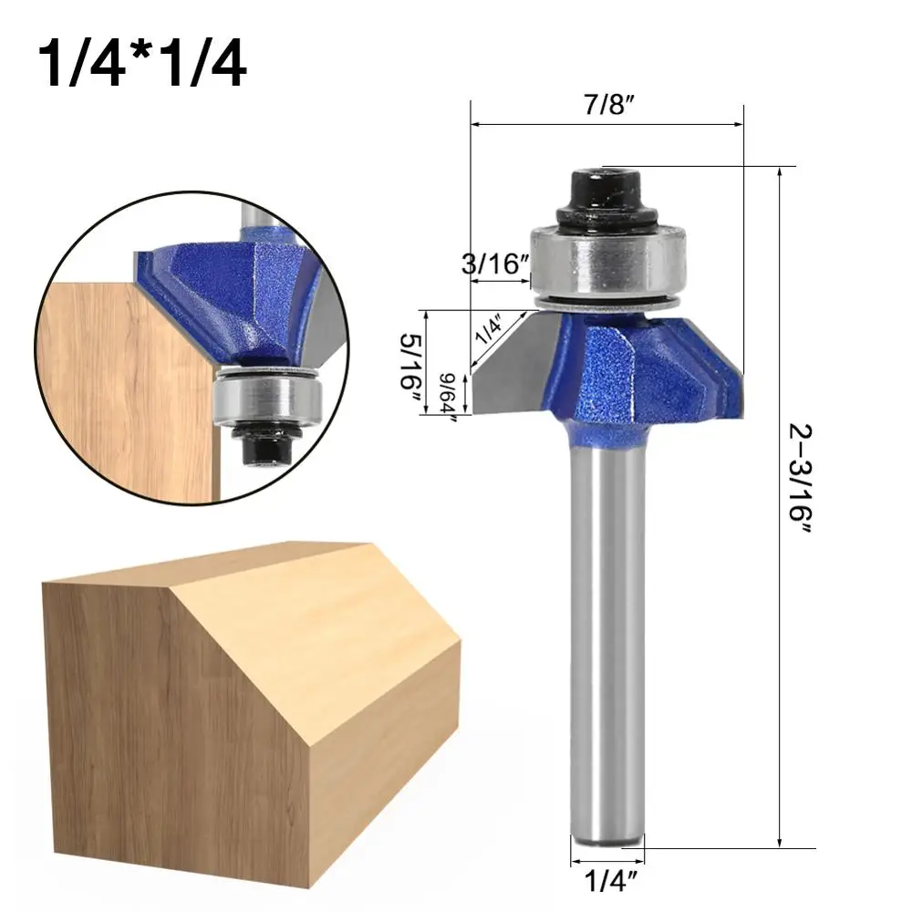 1pc 1/4 Shank 45 Degree Chamfer Router Bit The high quality Edge Forming Bevel Woodworking Milling Cutter for Wood Bits