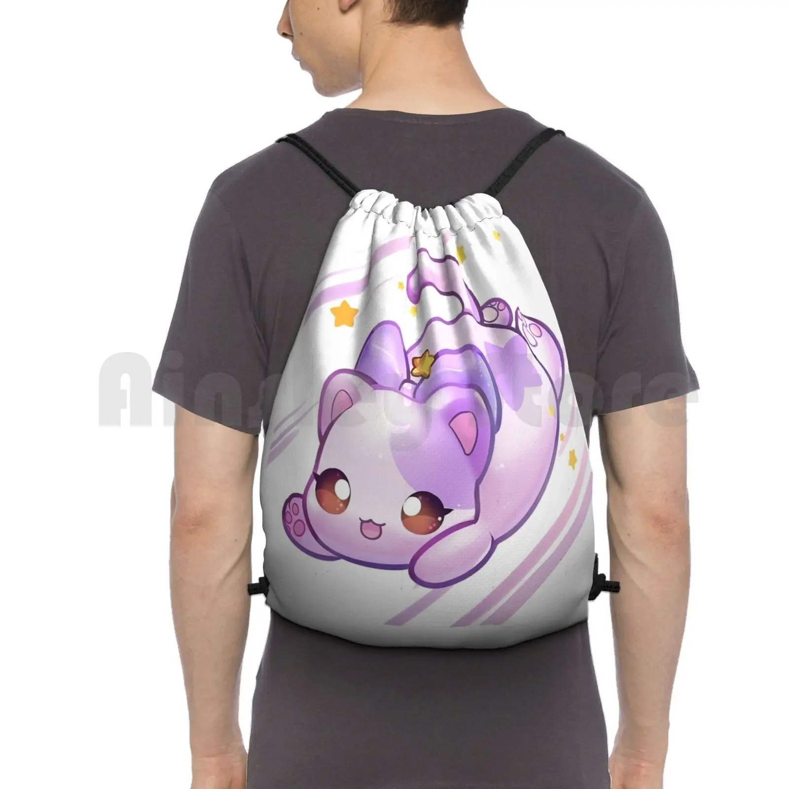 Aphmau Cat Backpack Drawstring Bags Gym Bag Waterproof Aphmau Cat Aphmau Aphmau Cat Eyes Sitting Aphmau Cat Aaron Lycan