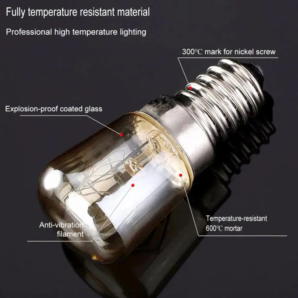 오븐 전구 고온 전구, E14 300 도 오븐 토스터기, 증기 전구, 쿠커 홀드 램프, 25W, 220-240V