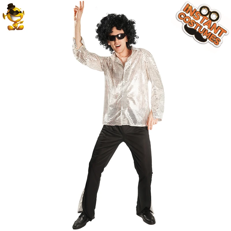 Adult  80's Hippies Disco Costume Funny  Hippy Outfits Dress Up Halloween Cosplay Costumes for Man