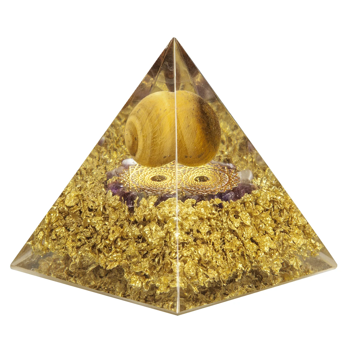 TUMBEELLUWA Natural Crystal Stone Pyramid Healing Reiki Tumbled Chip Stone Orgone Generator For Chakra Balancing, Meditation