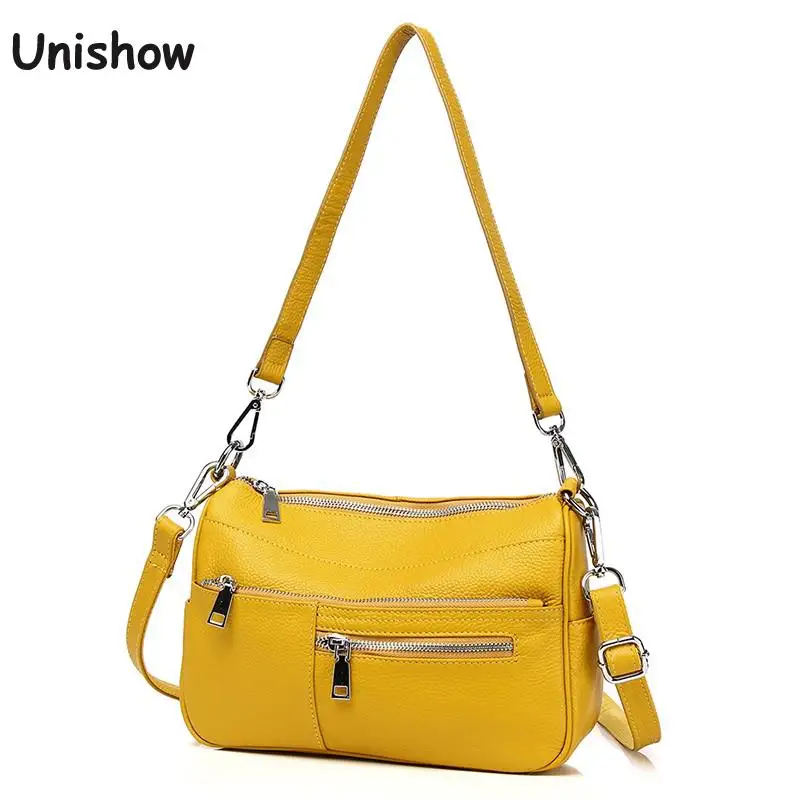 Multifunction Women Leather Bag Simple Casual Shoulder Bag Genuine Leather Lady Handbag Brand Designer Lady Crossbody Bag Purse