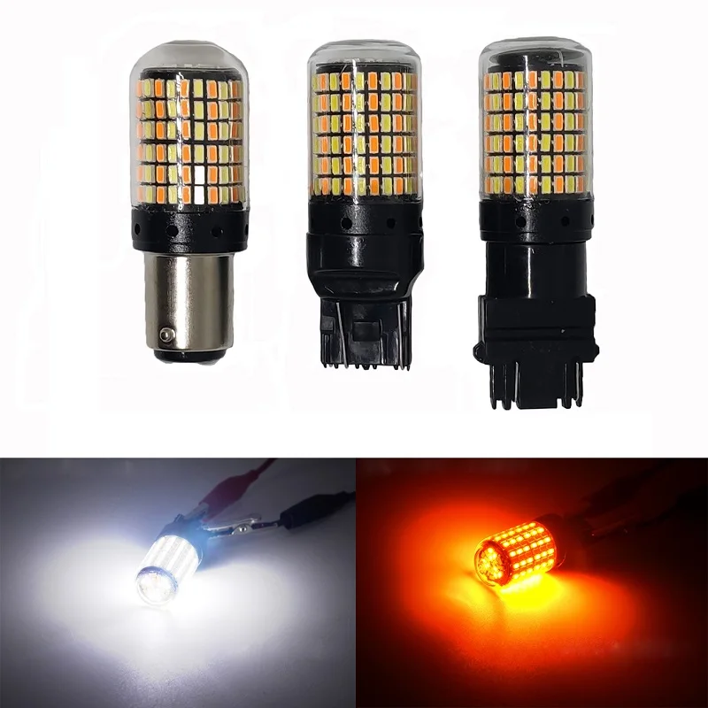 2Pcs 1157 BAY15D Led T20 Led 7443 T25 3157 LED Light 3014 168SMD White Amber Double P21/5W For Car Turn Signal Reverse Lamp Bulb