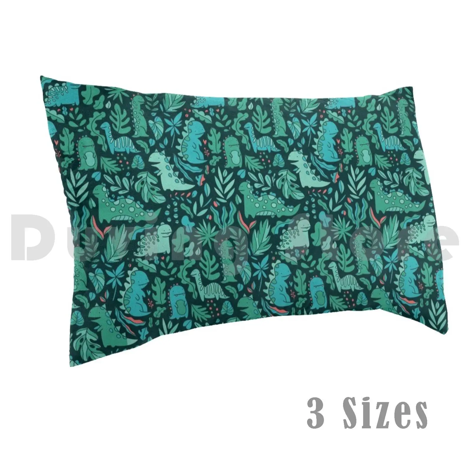 Cute Dinosaurs And Tropical Leaves Pillow Case Printed 50x75 Leaves Dinosaur Animal Monster Wild Dino