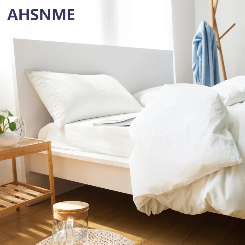 

AHSNME 100% Cotton Bedlinen Nordic Super Soft Bedclothes Bedcover Simple Duvet Cover Pillowcase Washed Cotton Bedding set