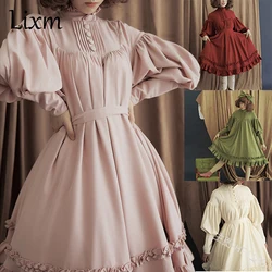 Gothic Vintage Lolita Dress Japanese college palace princess dress lace Lantern Sleeve Cute Party Dress sweet lolita vestidos