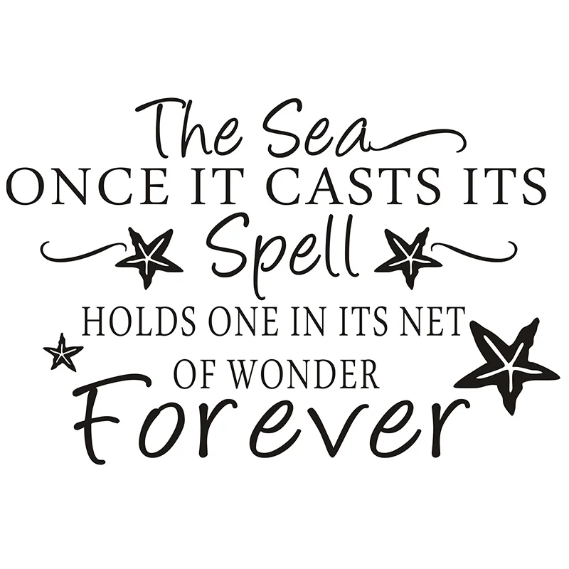 

New Hot Word Quotes " The Sea Once It Casts Its.."Wall Sticker Personalized Home Decoration Choice Vinyl Bathroom Wall Art