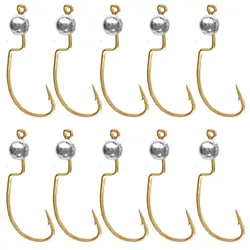 10pcs/lot Wide Crank Offset Fishing Hook Micro Jig Head Fishhook For Soft Worm Lure Barbed Fishing Hooks