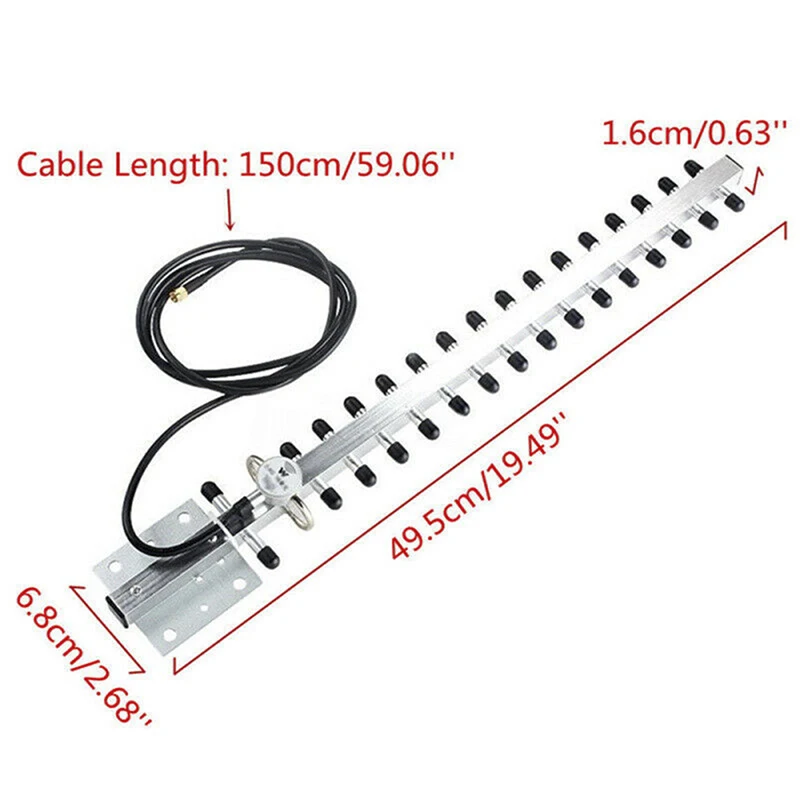 2.4Ghz WiFi Antenna 25dBi RP SMA Outdoor Wireless Yagi Antenna Directional Booster Amplifier Modem Cable New