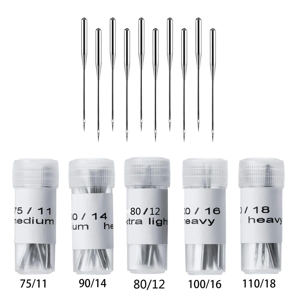 Home Sewing Machine Needles 10-Pack Universal Sewing Machine Needles Sizes HAX1 65/9 75/11  80/12 90/14 100/16 110/18