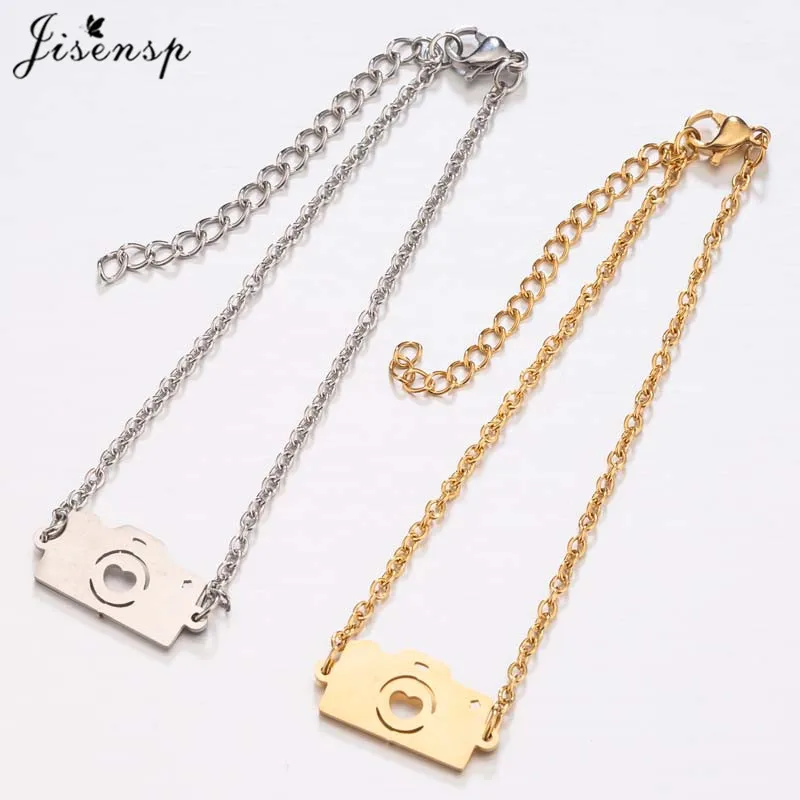 Jisensp Retro Stainless Steel Charm Bracelets for Women Fashion Jewelry Punk Elephant Bracelet vsco Girl Friendship Bisuteria