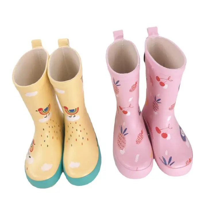 2022 New Style Kids Rain Boots Boys Girls Waterproof Cartoon Printed Water Shoes Rubber Boots Non-Slip Shoes