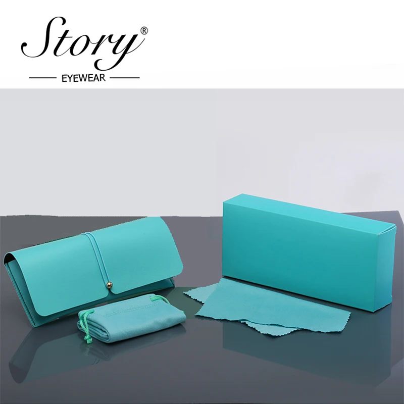 STORY fashion PU leather glass case 2019 luxury brand retro unisex sunglasses storage box green black eyewear box bag gift