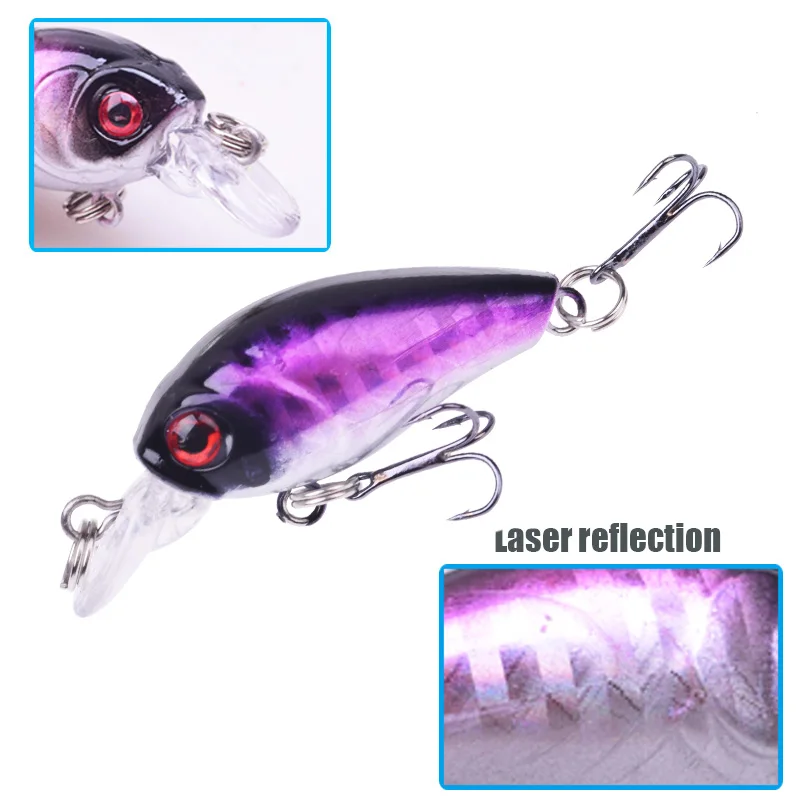 1Pcs Crank Fishing Lure 4.5cm 4g Minnow Wobbler Artificial Hard Bait Swimbait Crankbait With Treble Hook for Carp Bass Tackle