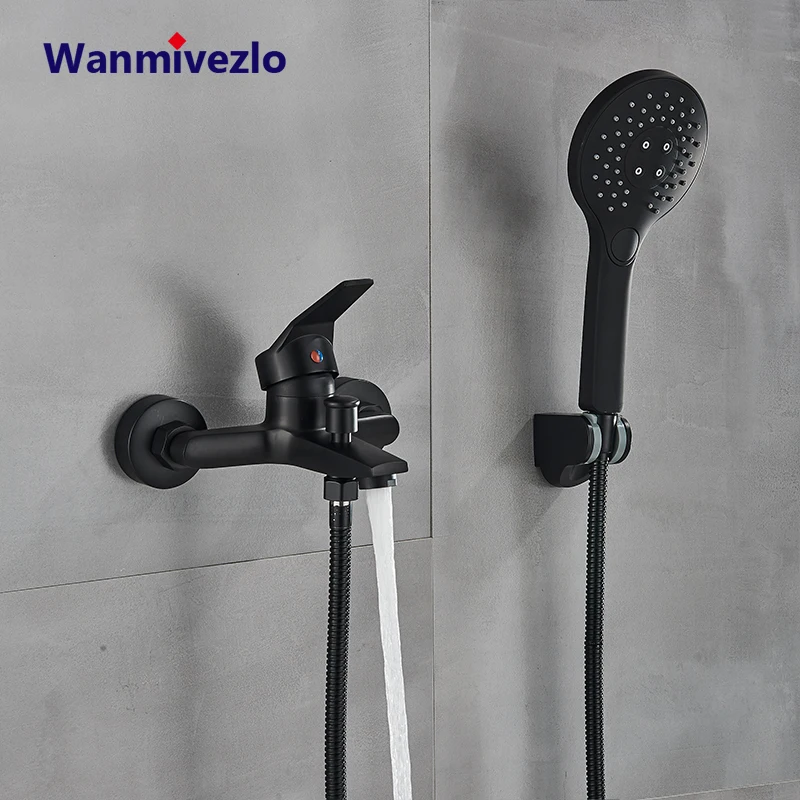 Matte Black Shower Faucet Wall Mount Bathroom Shower Faucet Bathtub Faucet Mixer Tap Shower Mixer Valve Control Valve