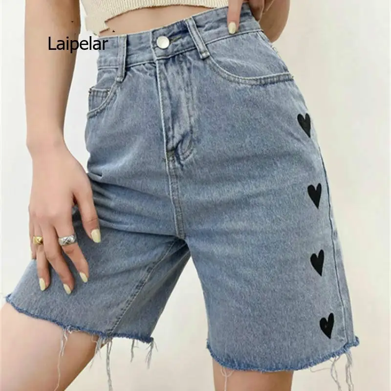 2021 Tình Yêu Mới Hoa Văn In Denim Nữ Mới Cao Cấp Một Nửa Chiều Dài Quần Short Jean Hot MÙA HÈ Bé Gái Dạo Phố