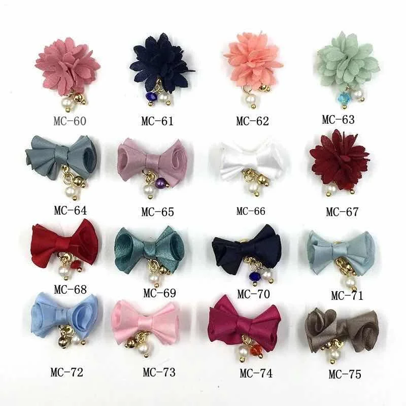 5Pcs Cloth Bowknot/Flower 3d Nail Art Decorations Detachable Magnetic Pendant Ornaments Stickers for Nails Jewelry Accessories