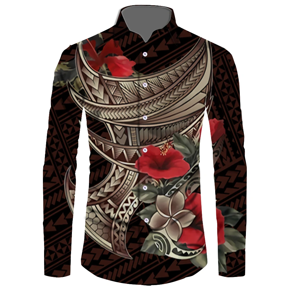 

New High Quality Factory Outlet Spring and Autumn Men Long Sleeve Shirts Samoan Custom Print Puletasi Classics