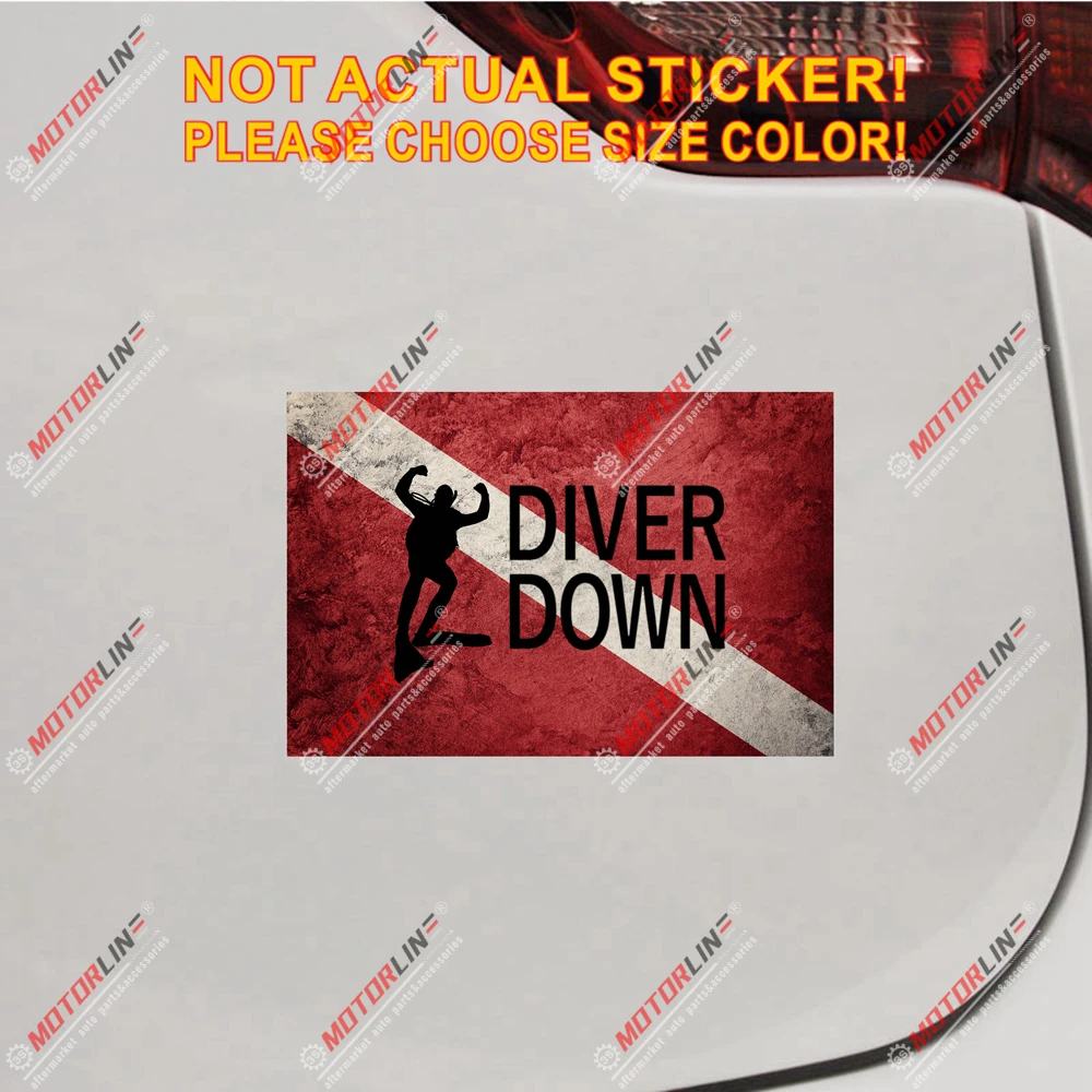 

Diver Down Flag Dive Scuba Decal Sticker Vinyl reflective glossy Vintage