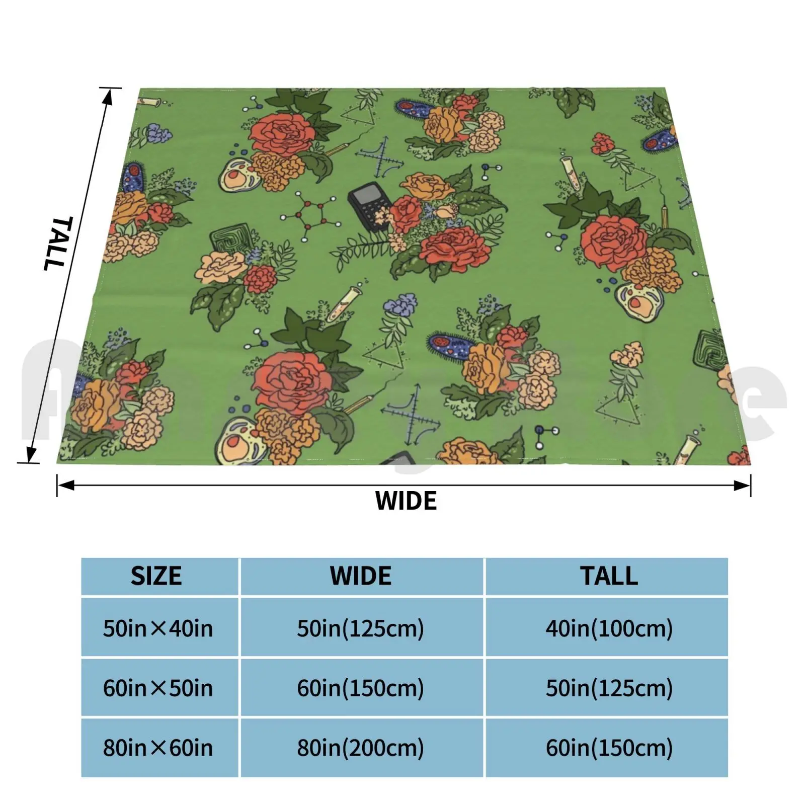 Stem Floral Pattern Blanket Super Soft Warm Light Thin Stem Science Math Technology Engineering Nerdy Nerd Geek Geeky