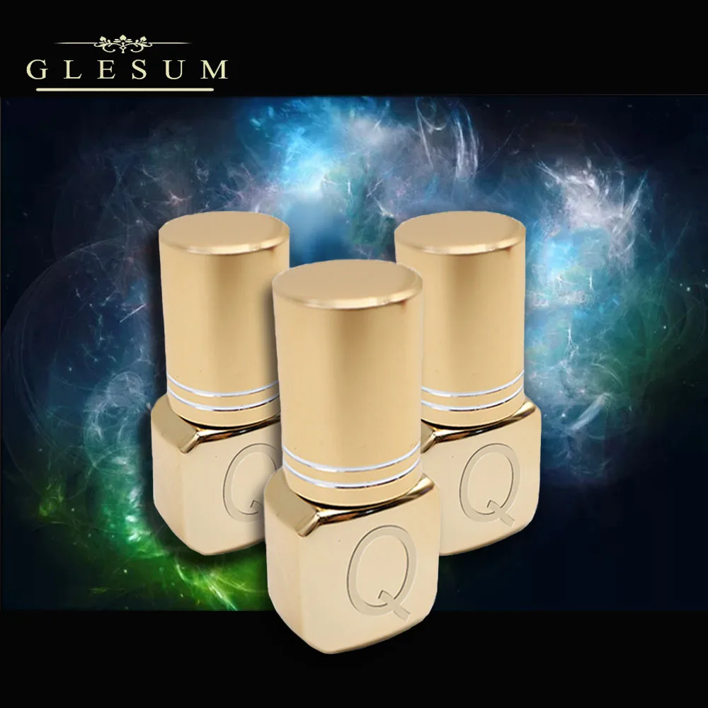 Glesum Gold Bottle Strong 0.5s Dry Black Eyelash Extension Make Up 5ml Glue 3 Bottles Set Latex Free Low Irritate Adhesive