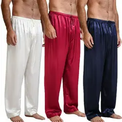 Casual Mannen Broek Losse Zijde Satijn Pyjama Nachtkleding Nachtkleding Pyjama Broek Slapen Bodems Broek