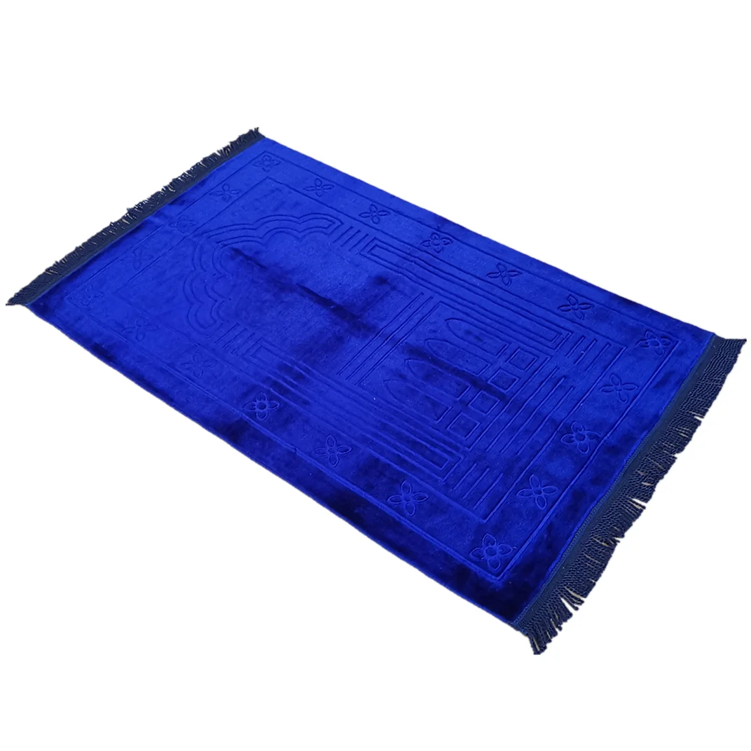 Plain Muslim Prayer Rug  Plush Raschel Fabric  Features Rectangle Design  Fringes On Both Sides  Islamic Mat 65×110CM