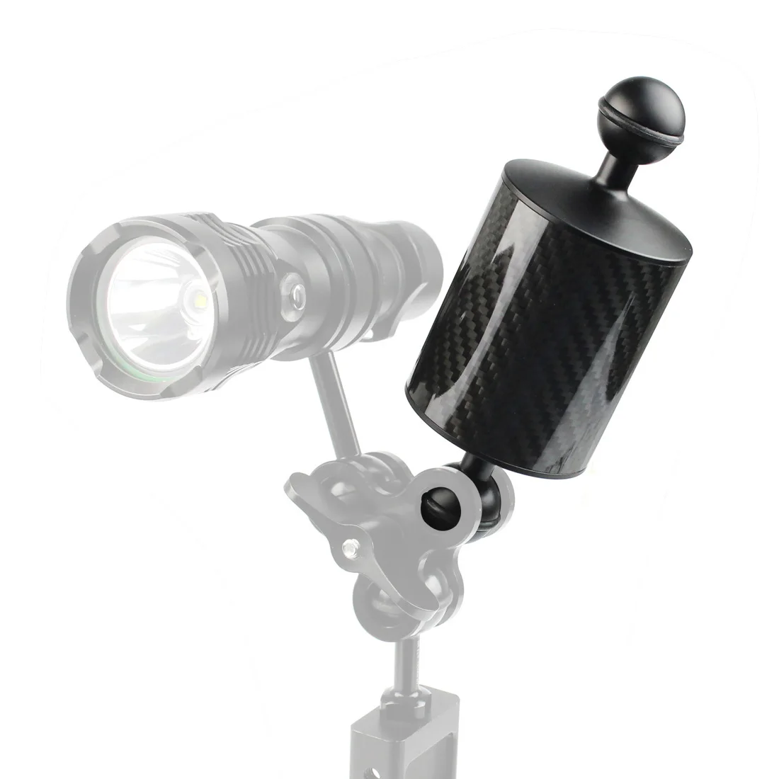 Новый поплавок из углеродного волокна, плавучесть, водная рука, 1 дюйм, двойной шар, плавающий диаметр 80 мм, камера для дайвинга, подводный лоток для смартфонов Gopro