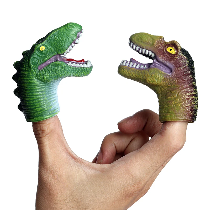 Oenux Head Hand Puppet Jurassic Dinosaur Pirate Action Figures Finger Mini Baby Animals Model Early Educational Toy For Kids