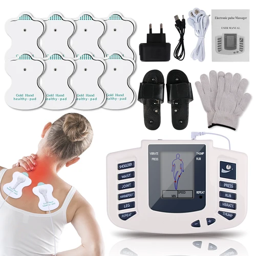 Electroestimulador muscular Tens de cuerpo completo, terapia de acupuntura EMS, masaje, 16 almohadillas, aparato de fisioterapia meridiana Digital, juego completo