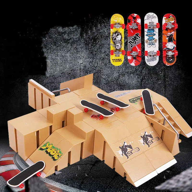 Creatieve Kinderen Speelgoed Vinger Skateboard Venue Concurrentie Professionele Venue Props Bijpassende Set Vinger Skateboard Combinatie