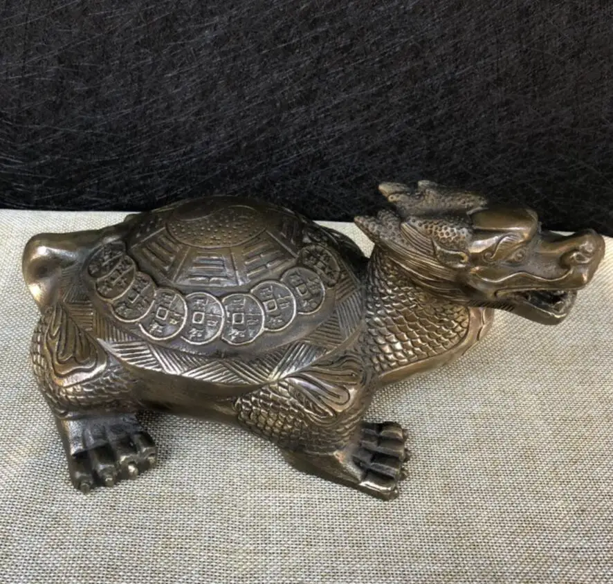 

China brass archaize eight trigrams dragon turtle crafts statue