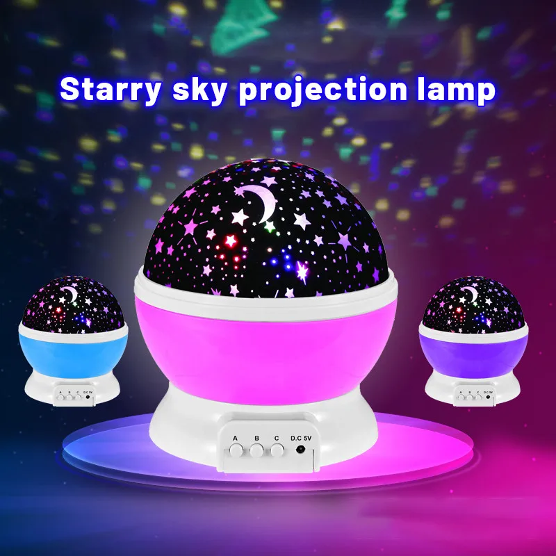 LED Projector Light USB/Battery Starry Sky Night Light Rotating Bedside Table Lamp for Kids Home Christmas Decoration Desk Light