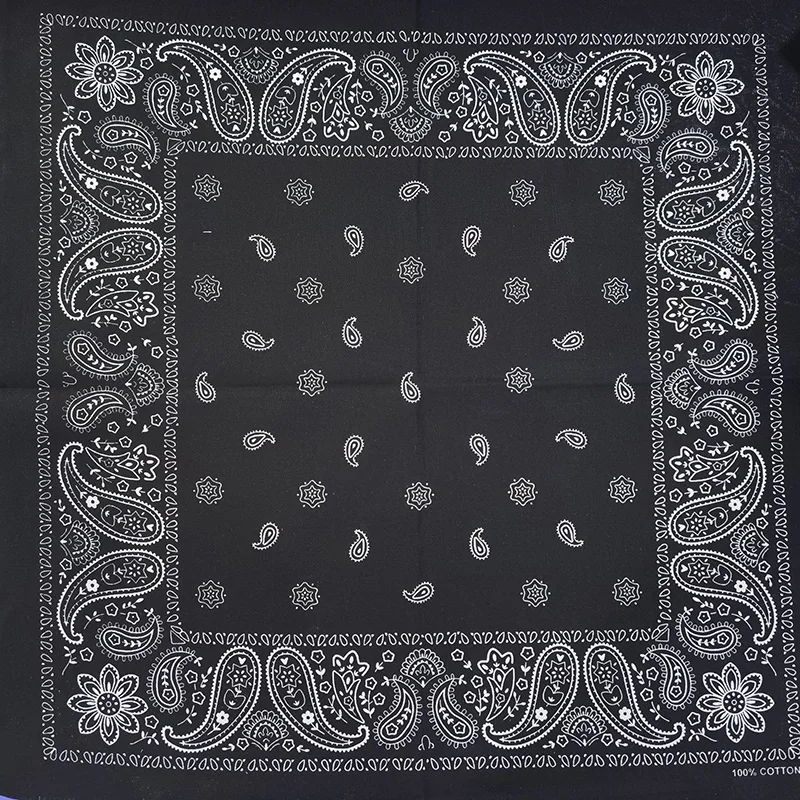 Women Foulard Solid Hip Hop Cotton Bandana Square Scarf Cashew Headband Scarf Black Paisley Neckband Gifts For Men/Boys/Girls