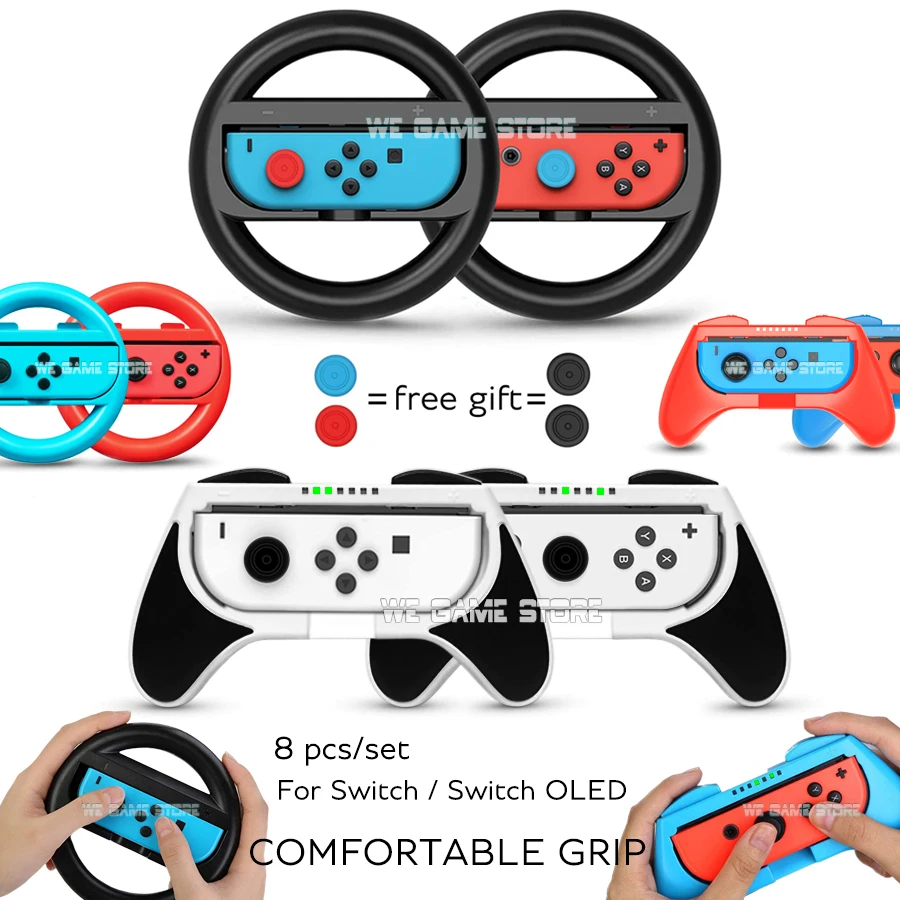 NintendoSwitch Accessories Racing Steering Wheel Nintend Switch Handle Grips Nitendo Joycon Cap for Nintendo Switch OLED Gamepad