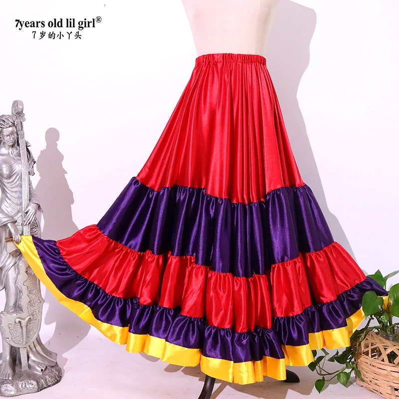 20Yard 4 Tiered 720 Degree Satin Skirt Belly Dance Belly Dance GYPSY Rock Tribal Flamenco9EX50